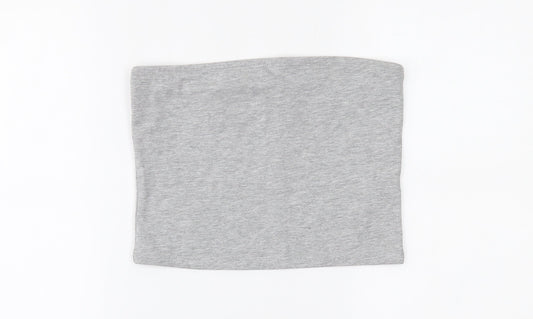 Womens UK Size M New Look Grey Cropped Blouse