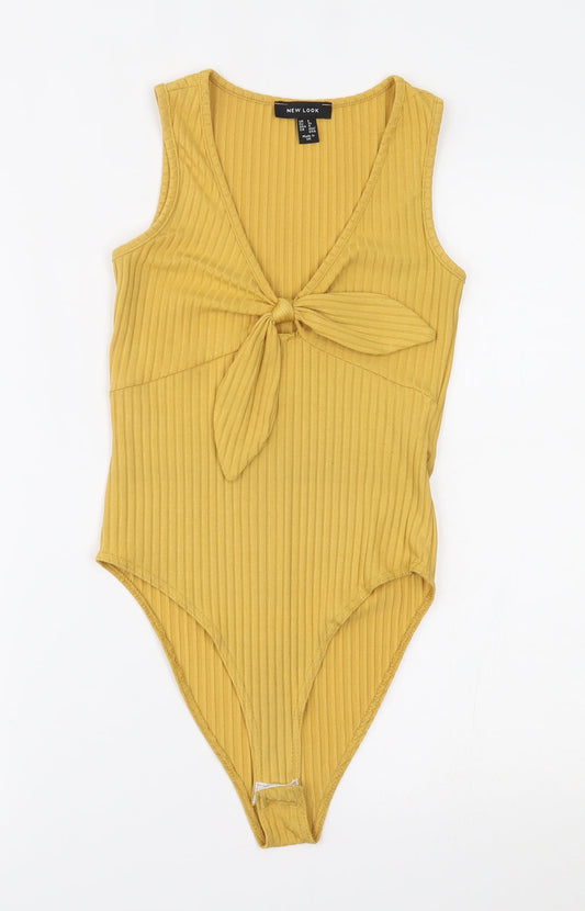 New Look Womens Yellow   Bodysuit One-Piece Size 8