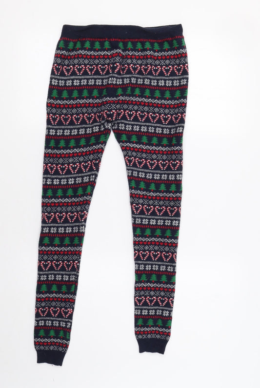 Primark Womens Blue Fair Isle  Harem Leggings Size 8 L27 in
