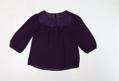 Dorothy P Womens Purple   Basic Blouse Size 14