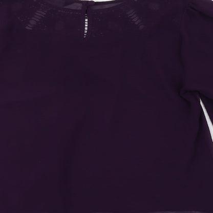 Dorothy P Womens Purple   Basic Blouse Size 14