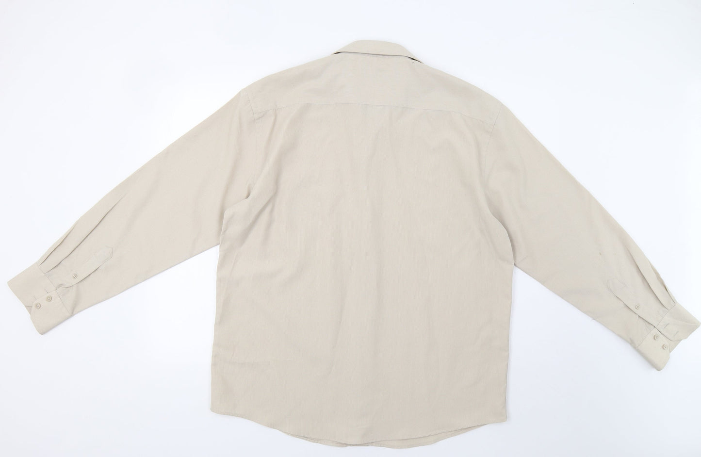 Avenue Mens Beige Striped   Button-Up Size L