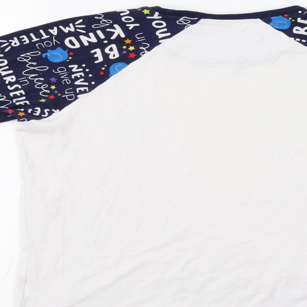 Matalan Womens White Geometric  Top Pyjama Top Size S