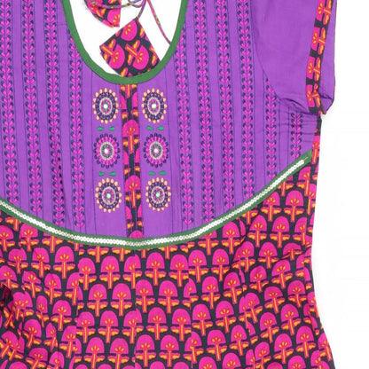 Haute Curry Womens Pink Floral  Fit & Flare  Size L  - neck tie detail