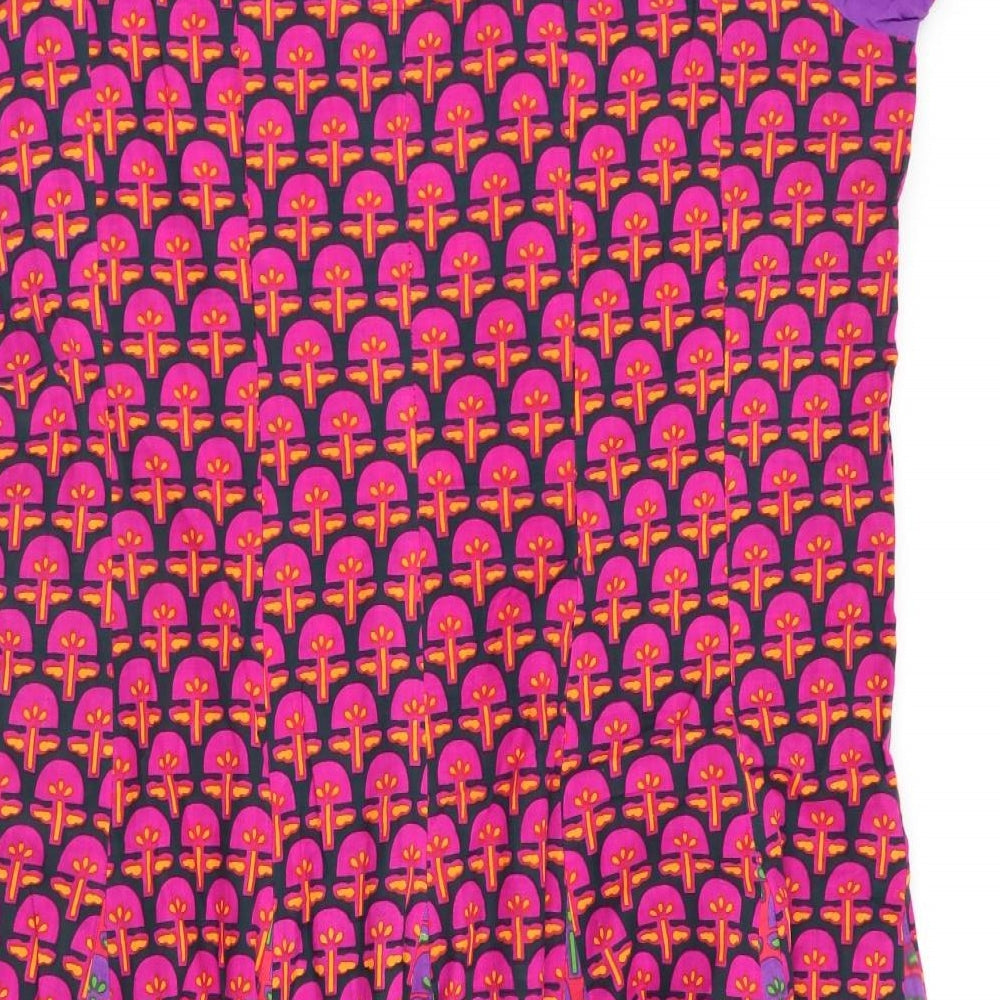 Haute Curry Womens Pink Floral  Fit & Flare  Size L  - neck tie detail