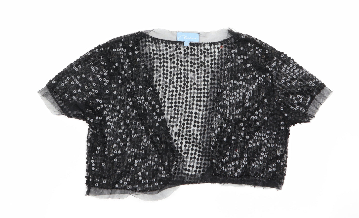 Fleur Womens Black   Shrug Jumper Size 12  - Sequins all over