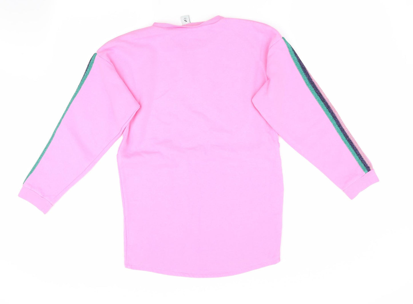 TU Girls Pink   Pullover Sweatshirt Size 10-11 Years  - Glitter Stripes on arms