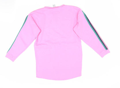TU Girls Pink   Pullover Sweatshirt Size 10-11 Years  - Glitter Stripes on arms