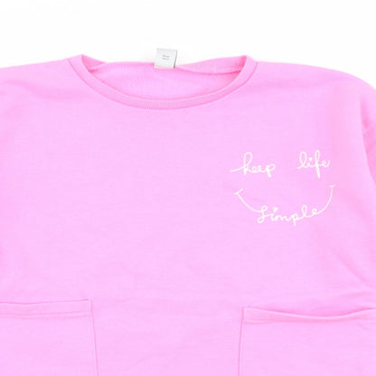 TU Girls Pink   Pullover Sweatshirt Size 10-11 Years  - Glitter Stripes on arms