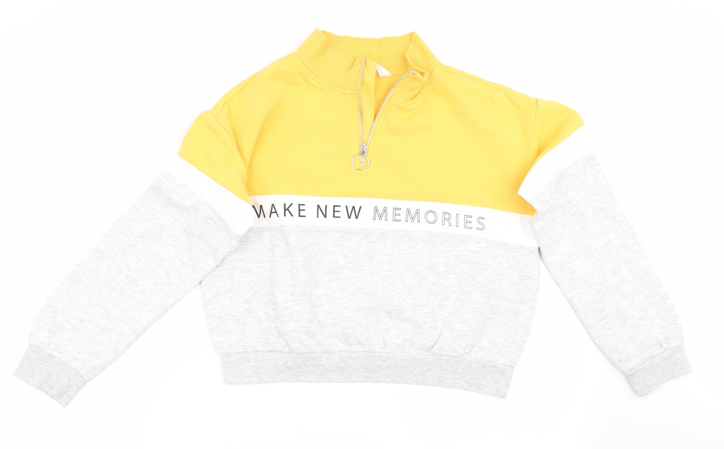 H&M Girls Yellow Colourblock  Pullover Sweatshirt Size 10-11 Years  - Make new memories