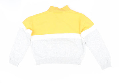 H&M Girls Yellow Colourblock  Pullover Sweatshirt Size 10-11 Years  - Make new memories
