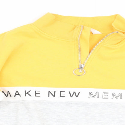 H&M Girls Yellow Colourblock  Pullover Sweatshirt Size 10-11 Years  - Make new memories