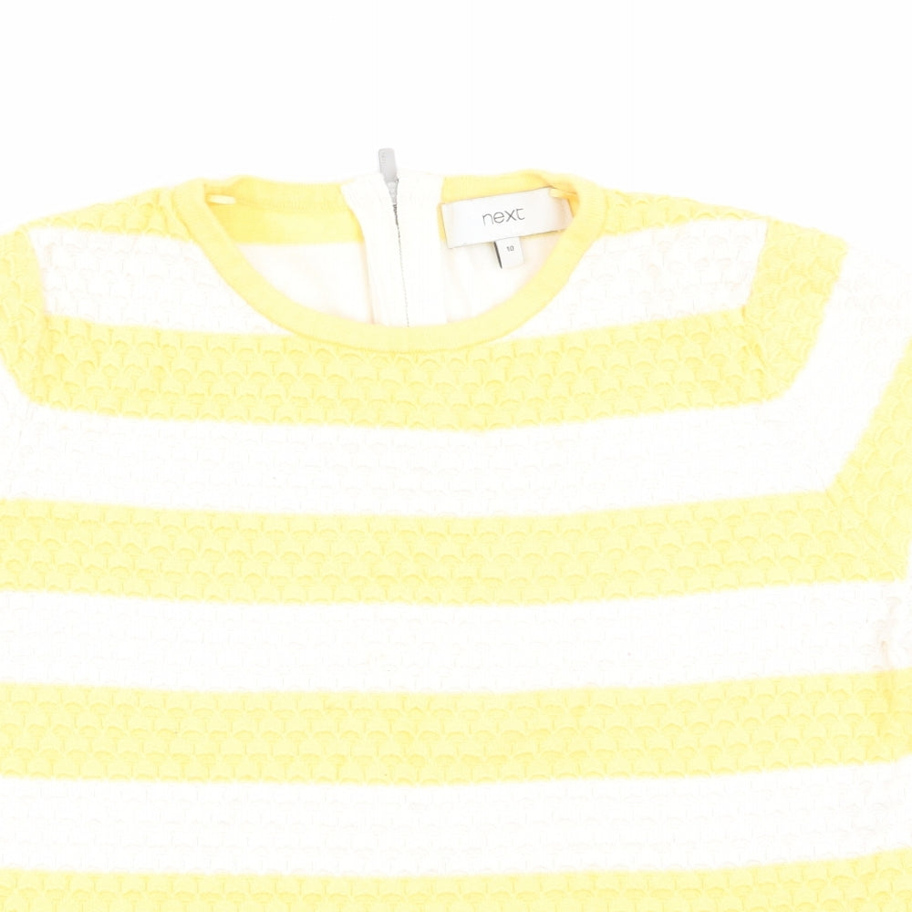 NEXT Womens Yellow Striped  Pullover Jumper Size 10  - Back Zip