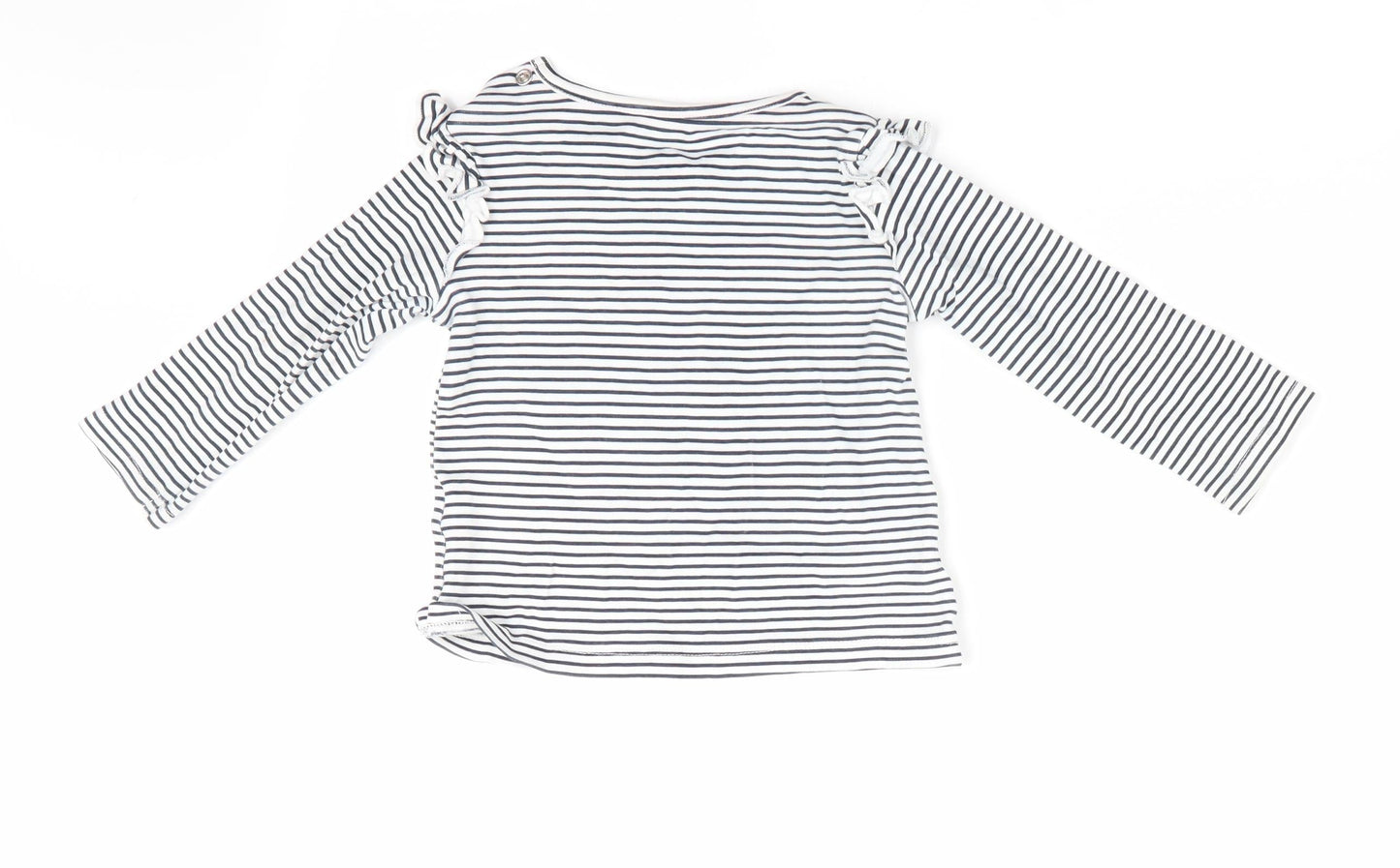Baby Club Girls Blue Striped  Basic T-Shirt Size 9-12 Months  - Heart Print