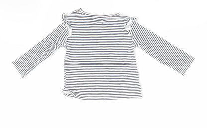 Baby Club Girls Blue Striped  Basic T-Shirt Size 9-12 Months  - Heart Print
