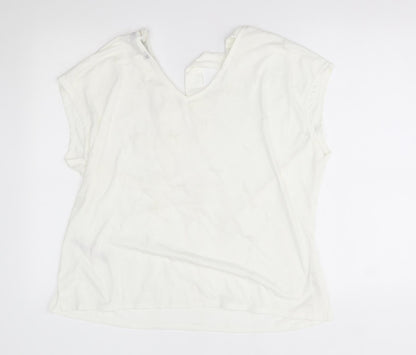Dorothy Perkins Womens White   Basic Blouse Size 16  - ties on neck