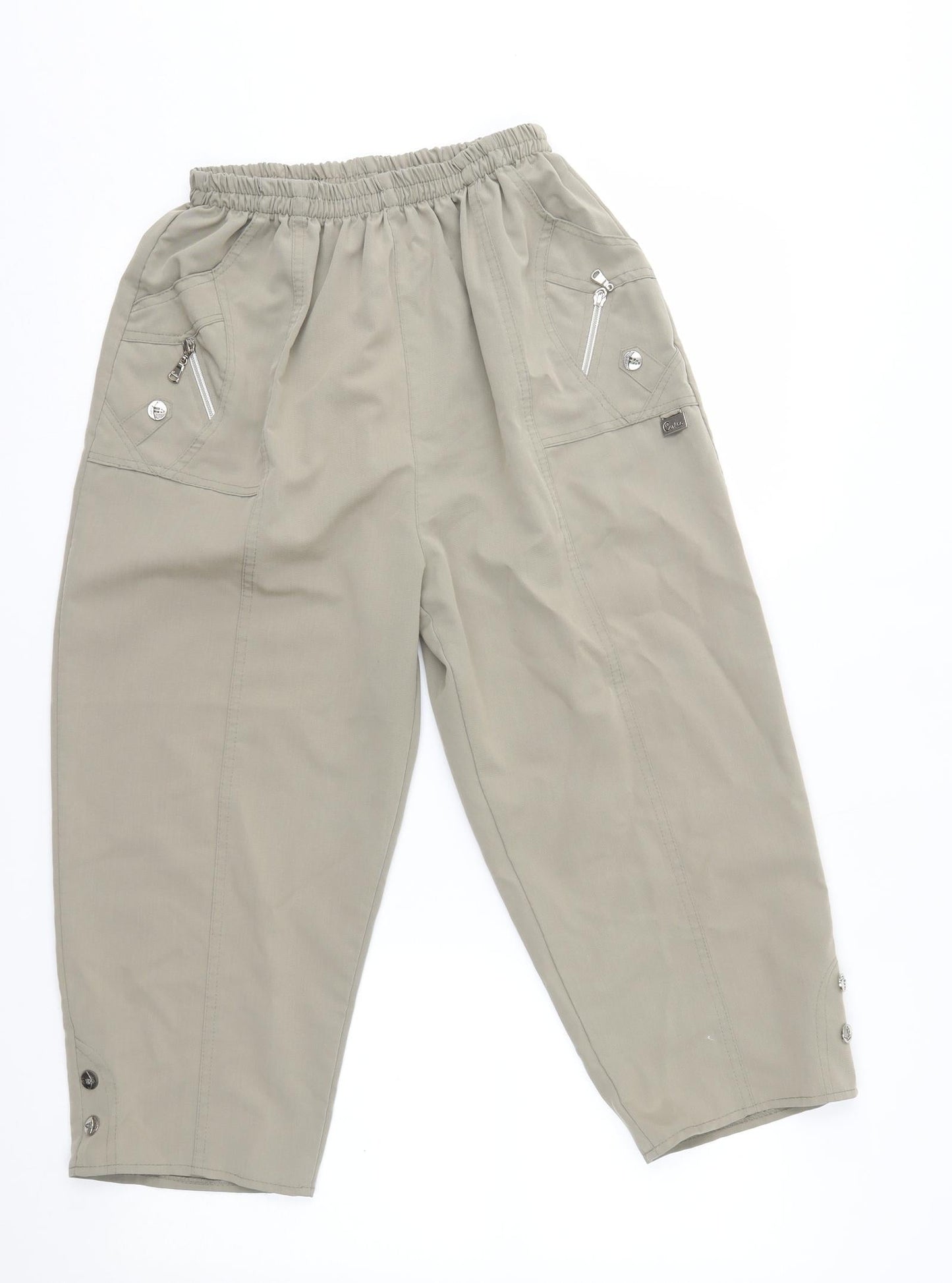 Womens UK Size One Size Preworn Regular Fit Capri Green Trousers