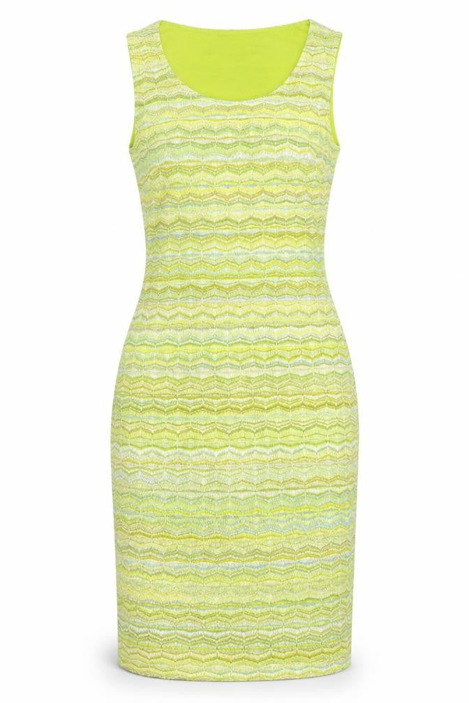 Front view of H&M women’s green striped sheath, size XS