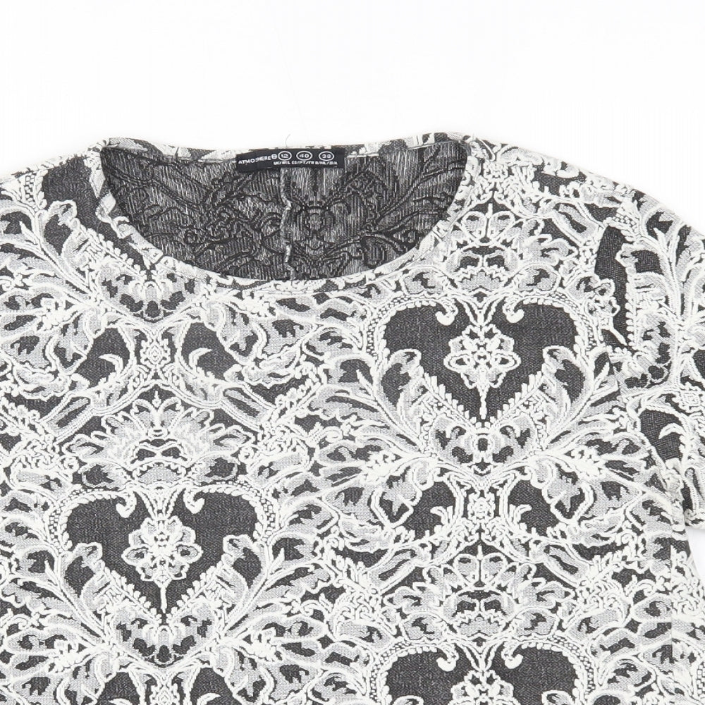 Atmosphere Womens White Floral  Basic Blouse Size 12  -