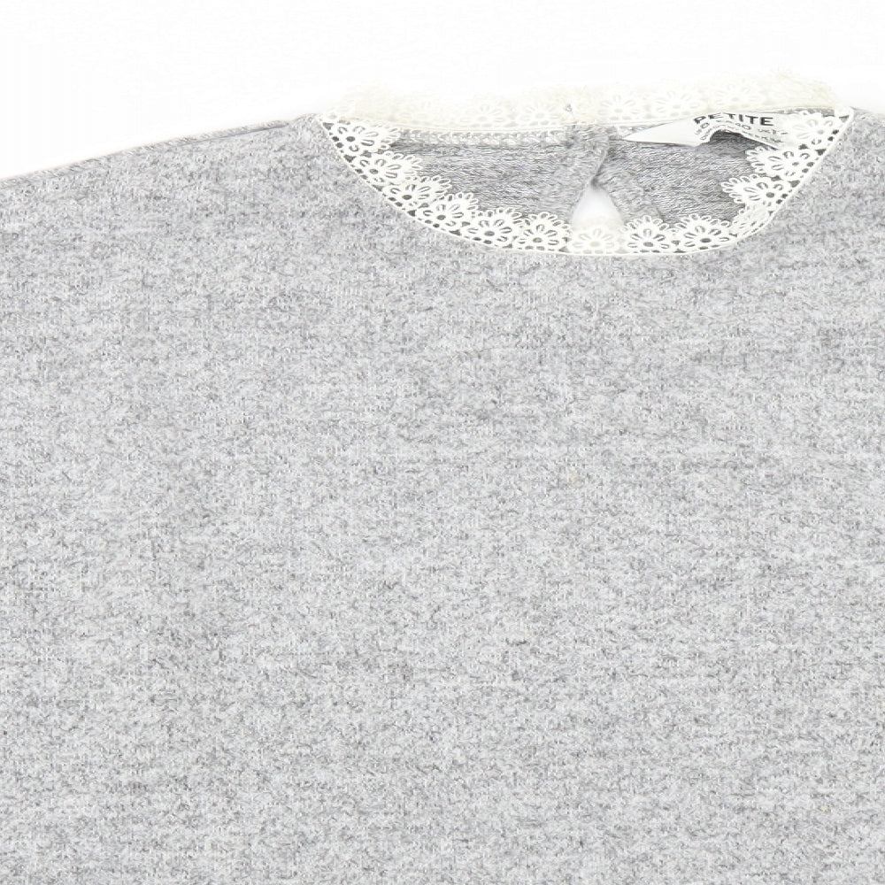 Close-up detail of Dorothy Perkins women’s grey jumper, size UK 12