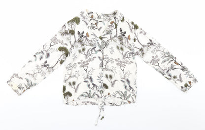 Etam Womens White Floral  Basic Button-Up Size XS