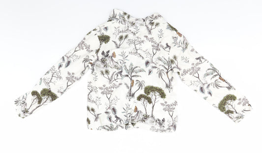 Etam Womens White Floral  Basic Button-Up Size XS
