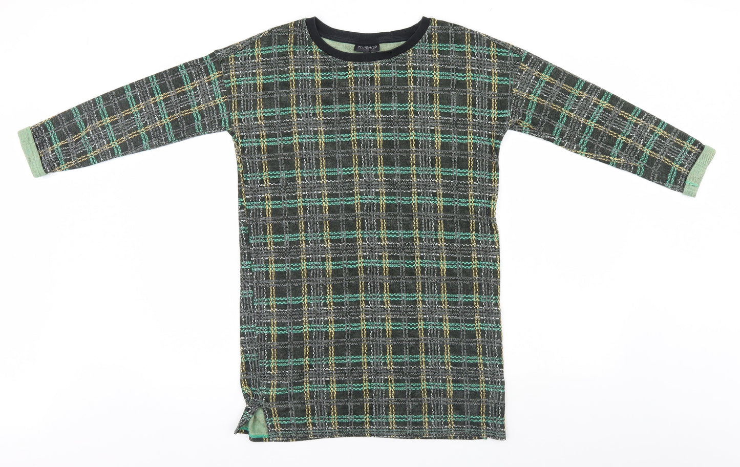 Topshop Womens Brown Plaid  Pullover Jumper Size 6