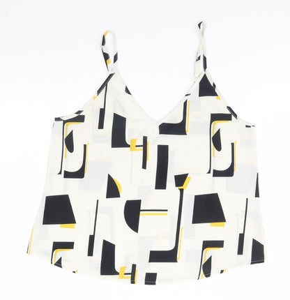 SheIn Womens Beige Geometric  Basic Tank Size 10