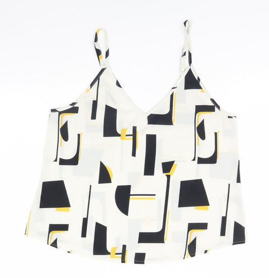 SheIn Womens Beige Geometric  Basic Tank Size 10