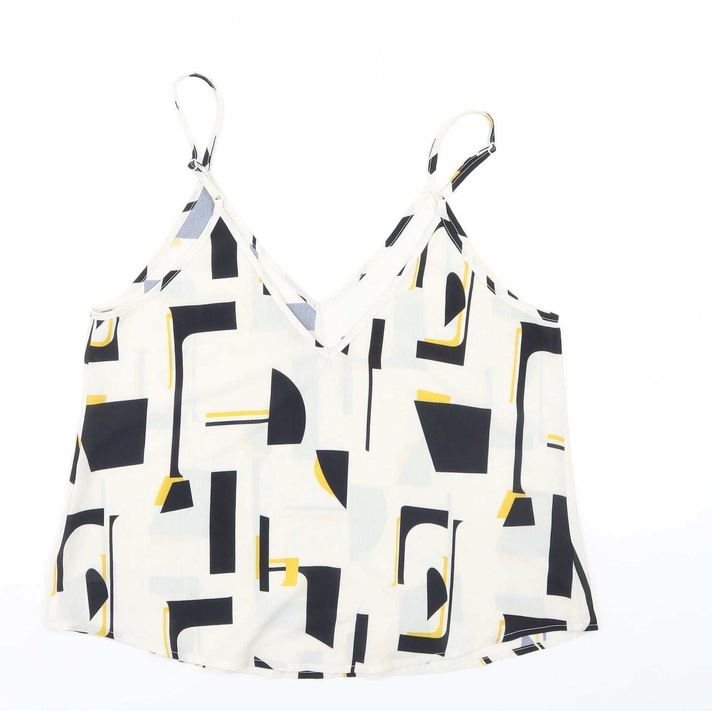 SheIn Womens Beige Geometric  Basic Tank Size 10