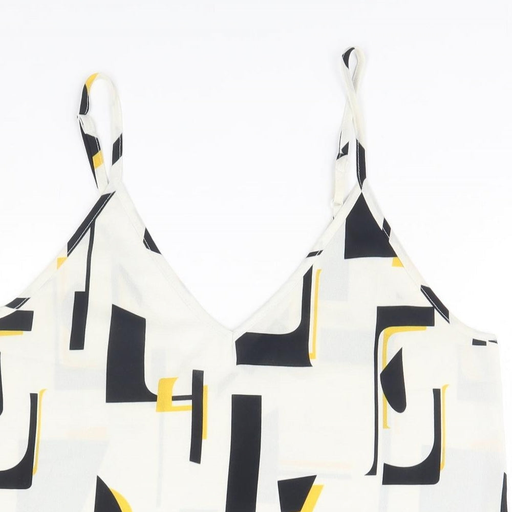 SheIn Womens Beige Geometric  Basic Tank Size 10