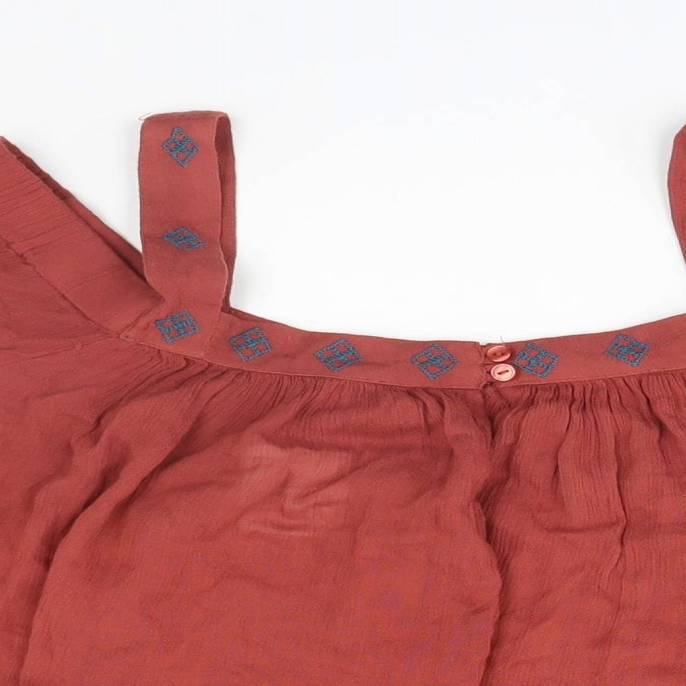 Womens UK Size L Preworn Brown Basic Blouse