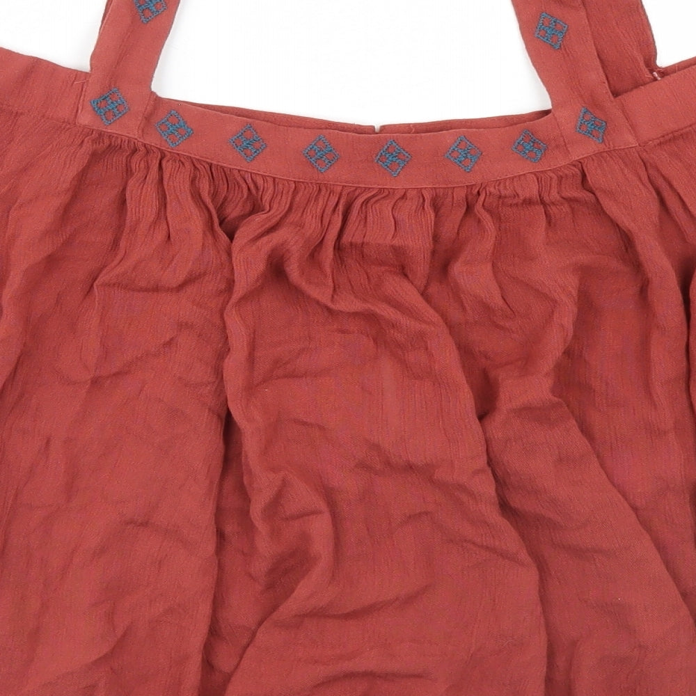 Womens UK Size L Preworn Brown Basic Blouse
