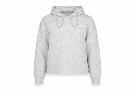 Front view of Divided women’s grey pullover hoodie, size UK 14