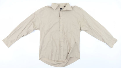Mens UK Size 16 Matalan Beige  Button-Up Long Sleeve Casual Shirt