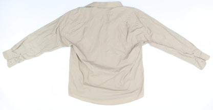 Mens UK Size 16 Matalan Beige  Button-Up Long Sleeve Casual Shirt