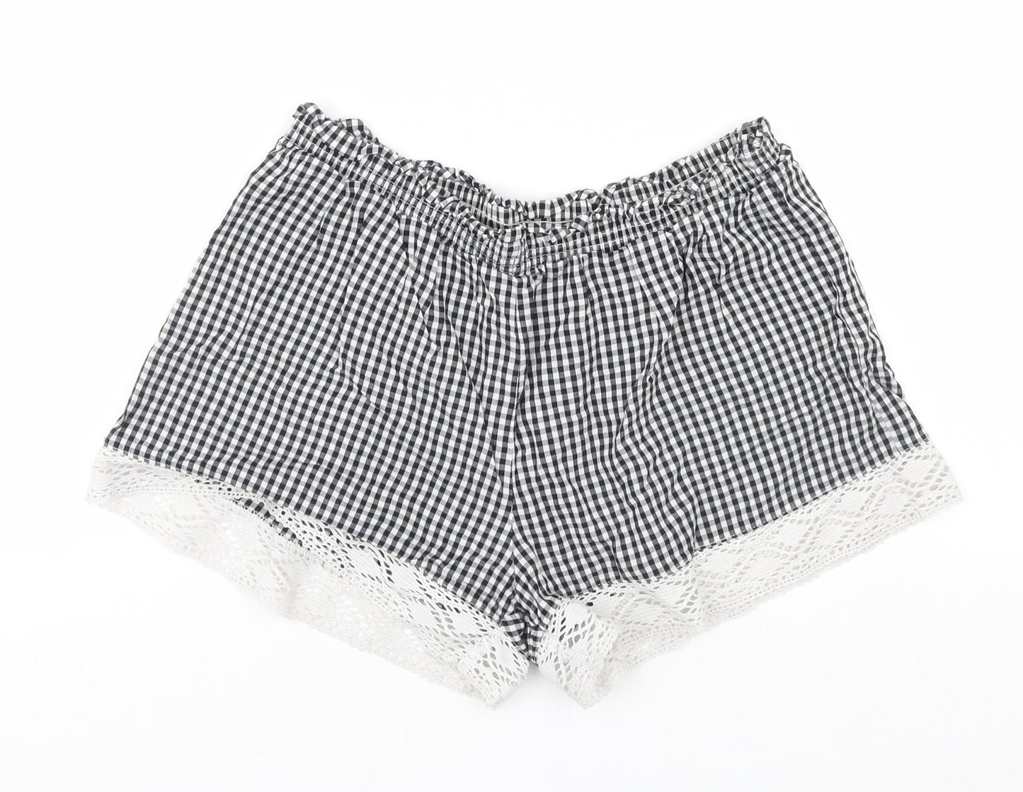 F&F Womens Black Check  Cut-Off Shorts Size 8