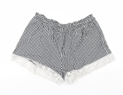 F&F Womens Black Check  Cut-Off Shorts Size 8