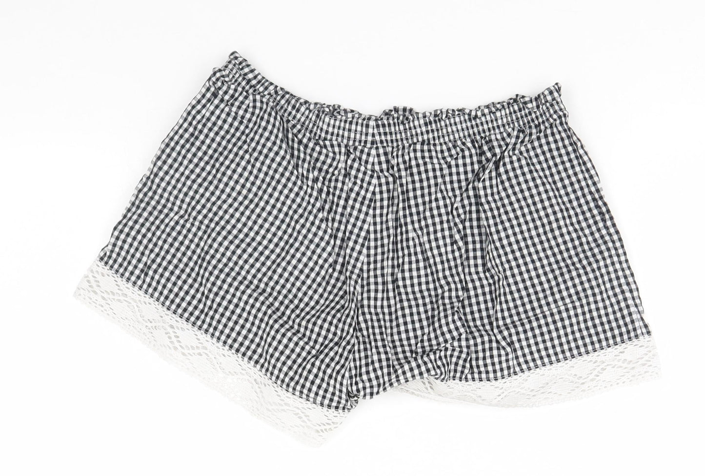 F&F Womens Black Check  Cut-Off Shorts Size 8