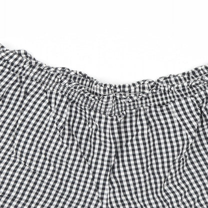 F&F Womens Black Check  Cut-Off Shorts Size 8