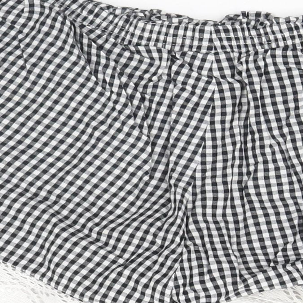 F&F Womens Black Check  Cut-Off Shorts Size 8
