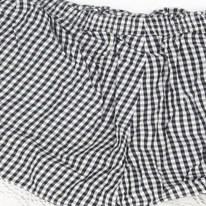 F&F Womens Black Check  Cut-Off Shorts Size 8