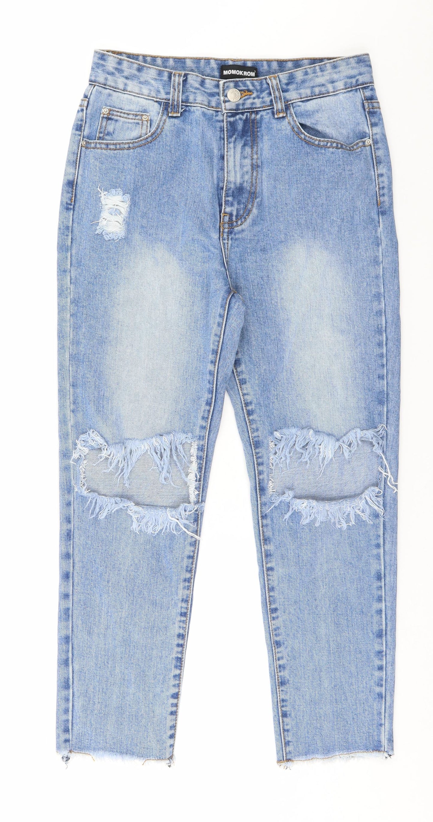 Womens UK Size 8 MOMOKROM Regular Fit Straight Blue Jeans