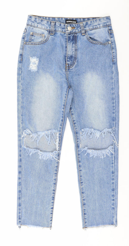 Womens UK Size 8 MOMOKROM Regular Fit Straight Blue Jeans