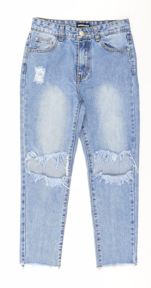Womens UK Size 8 MOMOKROM Regular Fit Straight Blue Jeans