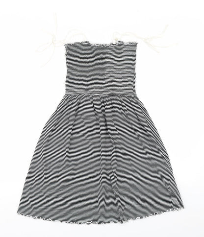 New Look Womens Black Striped  A-Line  Size 10
