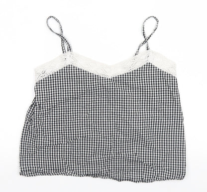 F&F Womens White Check  Basic Tank Size 8