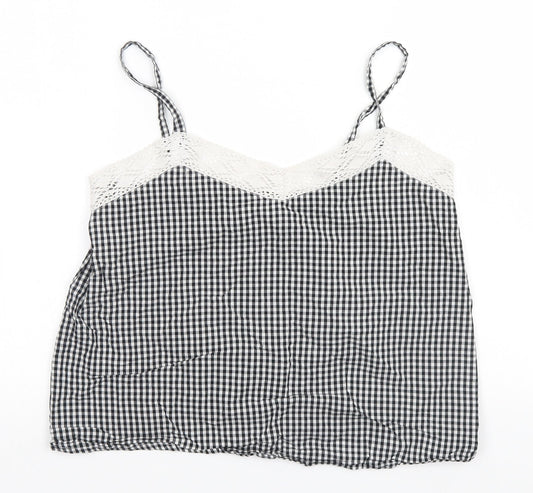 F&F Womens White Check  Basic Tank Size 8