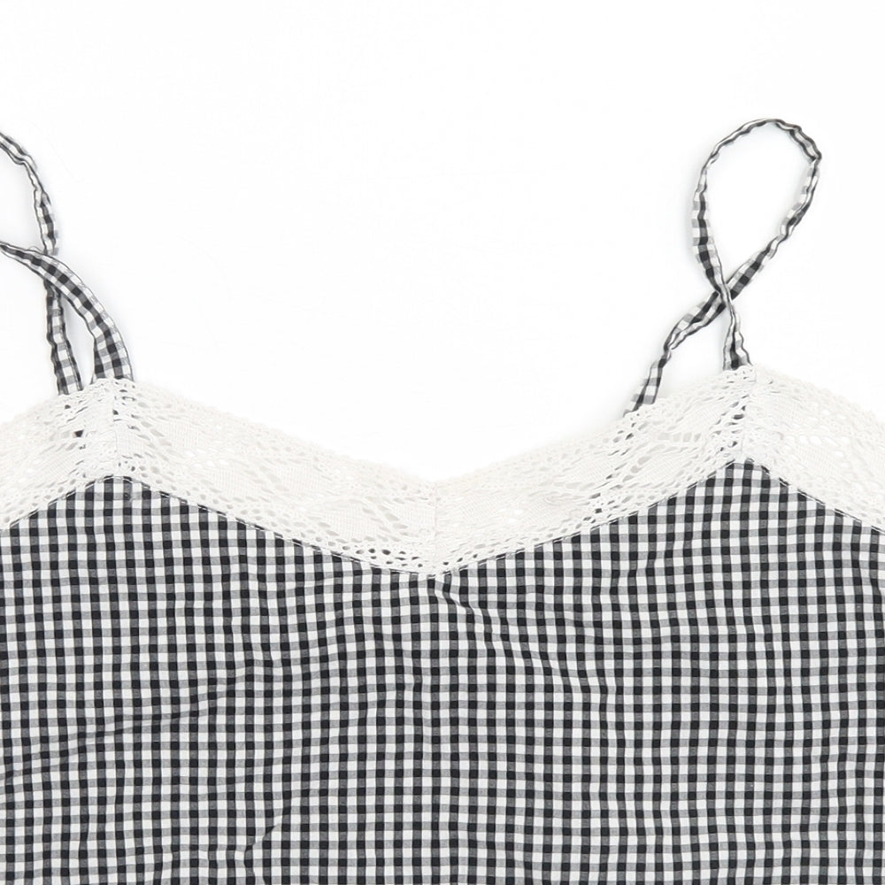 F&F Womens White Check  Basic Tank Size 8