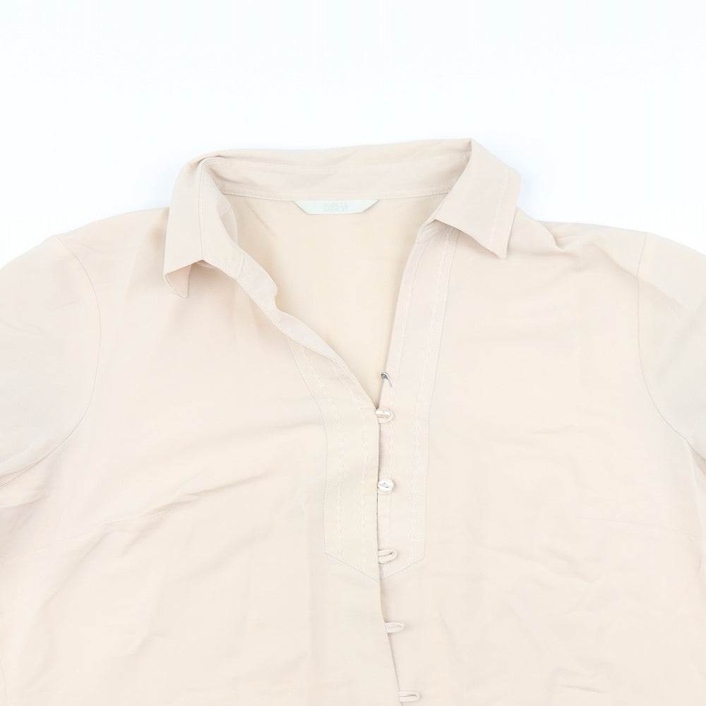 Womens UK Size 16 Marks and Spencer Beige Basic Button-Up